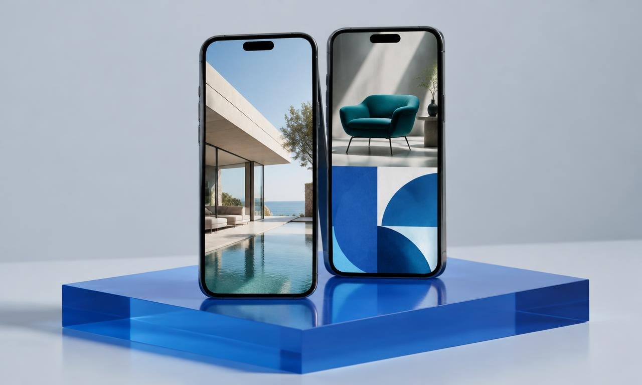 Celulares com composições ilustrativas de conteúdo para redes sociais